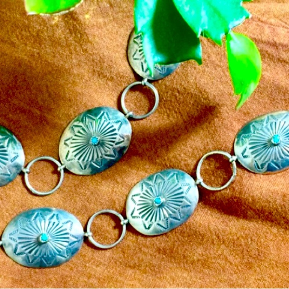 Conchs Belt Sterling Turquoise Navajo